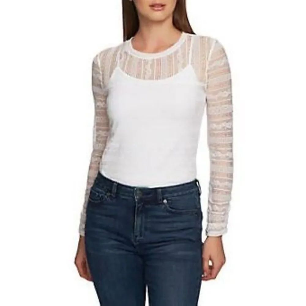 ✨1.State Long Sleeve Delicate Lace Sz Medium Top✨